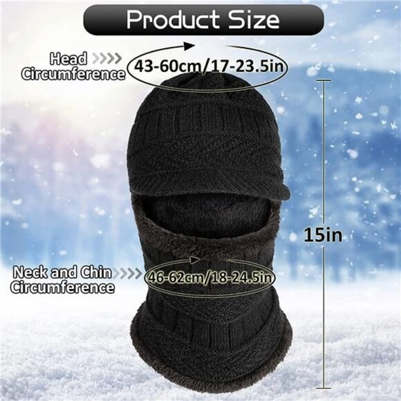 2Pcs Unisex Knit Beanie Ski Masks Neck Gaiter with Ears Covers - Picture 7 of 7